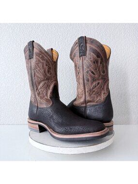 Rod Patrick Mens Cowboy Boots Brown Shark Leather Western Square Toe Size 14.5A